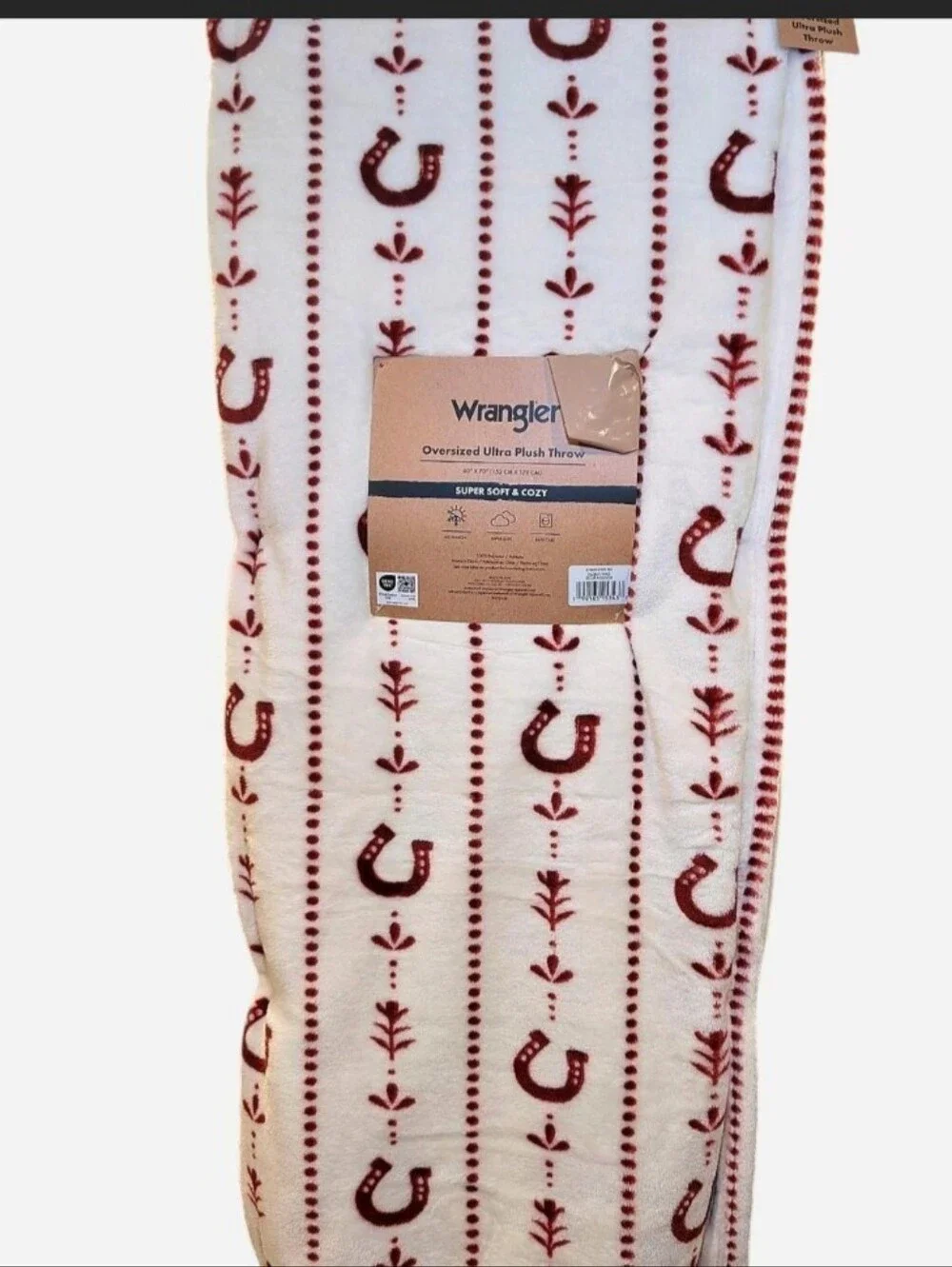 Wrangler Oversized Ultra Plush Throw Blanket Horseshoe Print